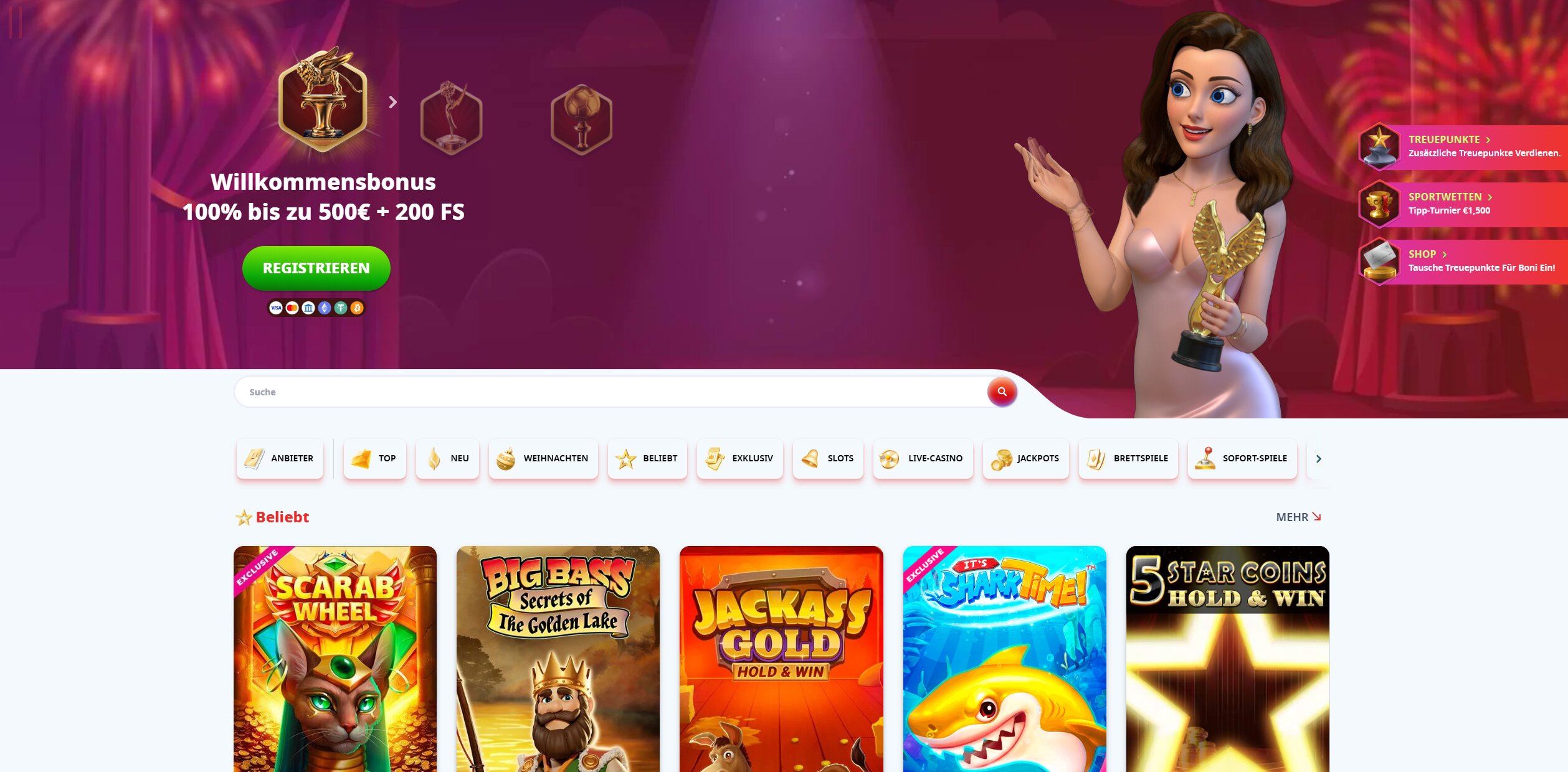 Infinity Casino Homepage